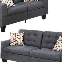 Linen Fabric 2 Pieces Sofa Set In Gray
