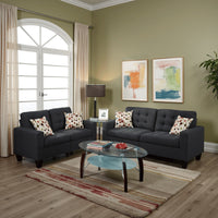 Linen Fabric 2 Pieces Sofa Set In Gray