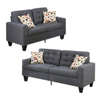 Linen Fabric 2 Pieces Sofa Set In Gray