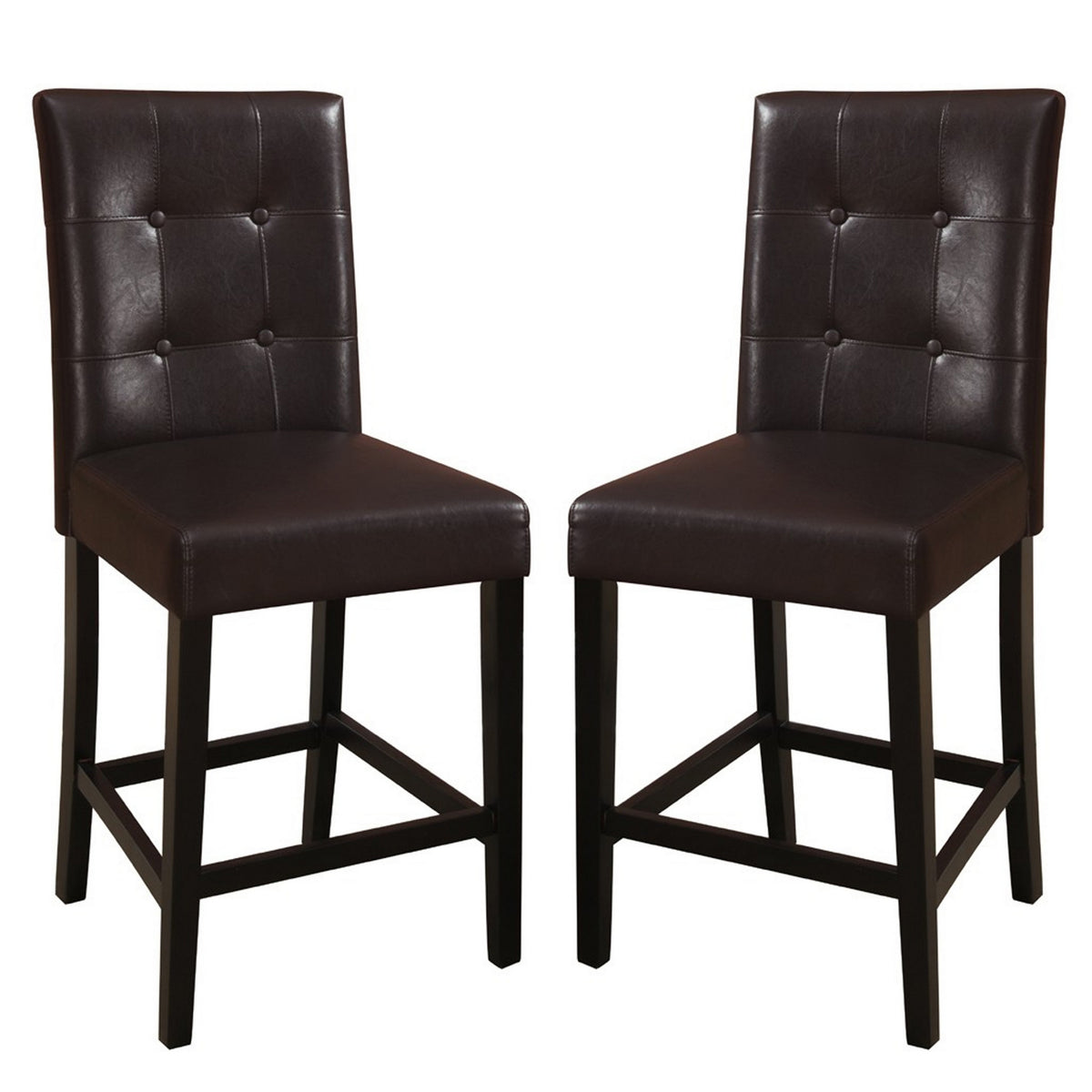 Wooden height chair With Button Tufted Back Set Of 2 Brown - BM171197