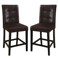 Wooden height chair With Button Tufted Back Set Of 2 Brown - BM171197