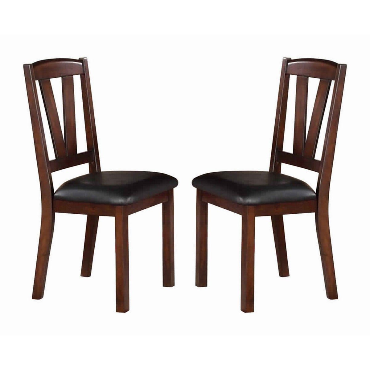 Solid Wood Leather Seat Side Chair Brown Set of 2 - BM171214
