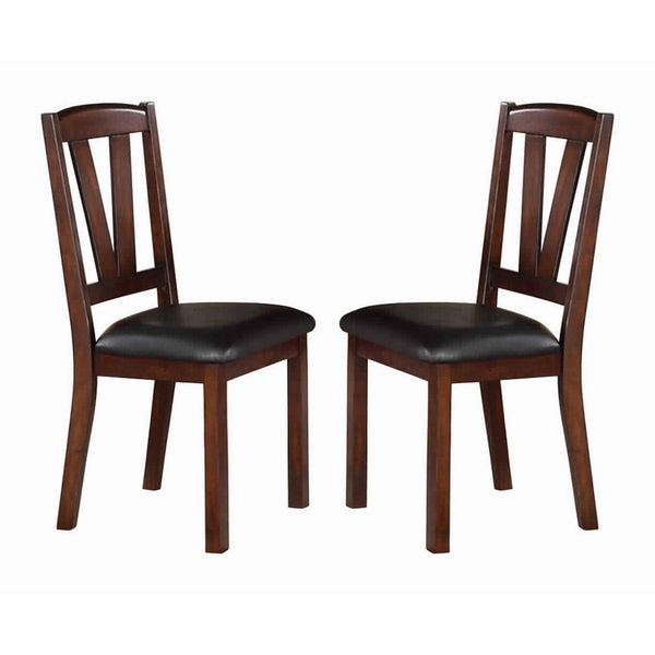 Solid Wood Leather Seat Side Chair Brown Set of 2 - BM171214