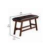 BM171216 Rubber Wood Bench With Faux Leather Upholstery Small Brown