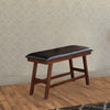 BM171216 Rubber Wood Bench With Faux Leather Upholstery Small Brown