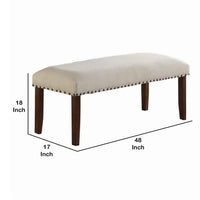 BM171246 Rubber Wood Bench With Nail trim head design Brown and Cream