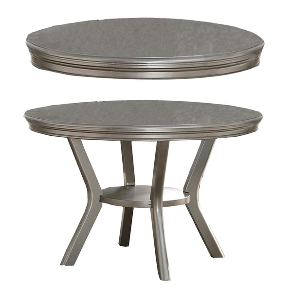 Rubber Wood Round Dining Table With Bottom Shelf Silver - BM171263