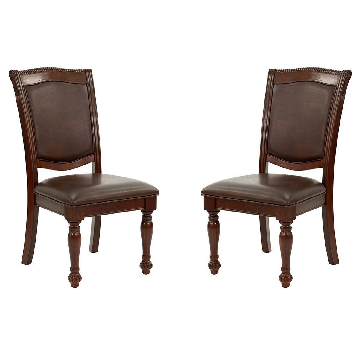 Set Of 2 Rubber Wood Traditional Dining Chair, Dark Brown - BM171552