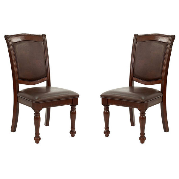 Set Of 2 Rubber Wood Traditional Dining Chair, Dark Brown - BM171552