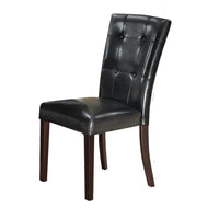 Leather Upholstered Dining Chair With Button Tufted Back Set Of 2 Black - BM171560