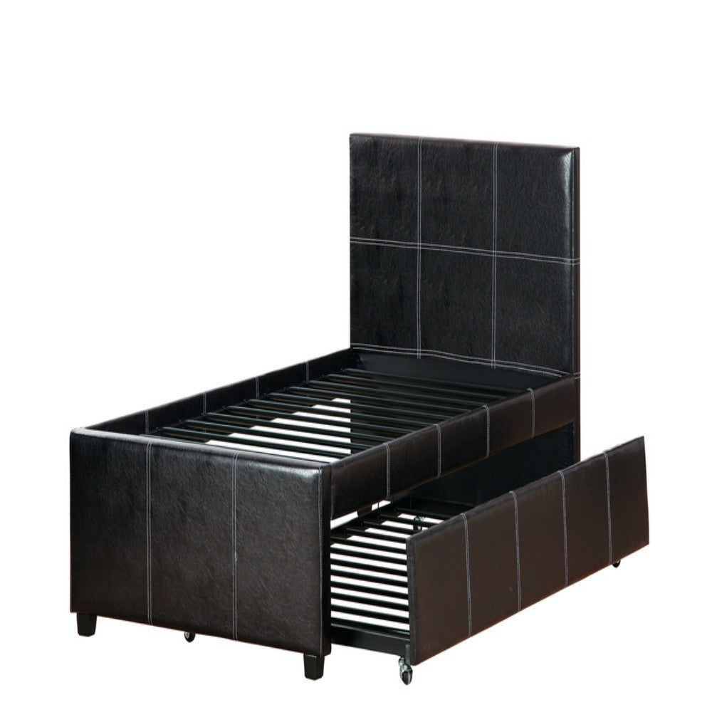 Commodius Full Bed With Rundle Espresso Faux Leather,Black