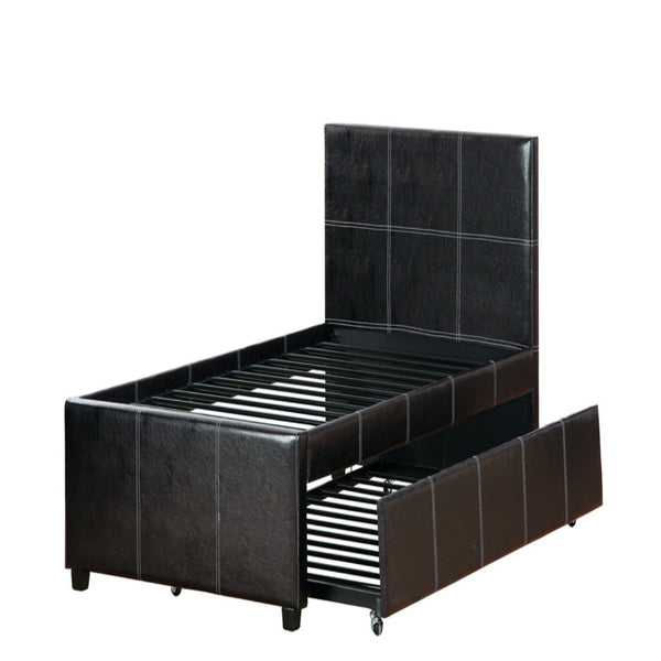 Commodius Full Bed With Rundle Espresso Faux Leather,Black