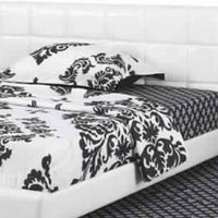 Multi utility Twin Bed With Trundle Squ Tufted Head Boards White