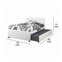 Multi utility Twin Bed With Trundle Squ Tufted Head Boards White
