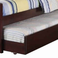 Fascinating Wooden Twin Bed With Trundle, Cherry Brown