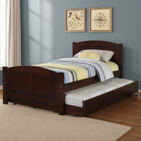 Fascinating Wooden Twin Bed With Trundle, Cherry Brown
