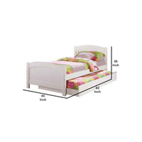 Stylish Twin Bed With Trundle, White
