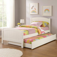Stylish Twin Bed With Trundle, White