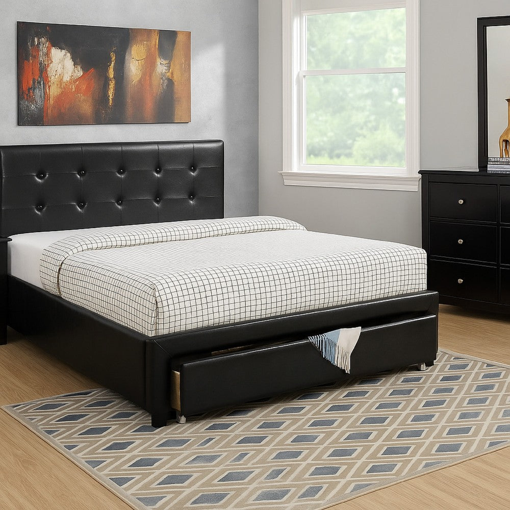 Vivid Full Bed WithDrawer,Black Pu