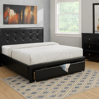Vivid Full Bed WithDrawer,Black Pu