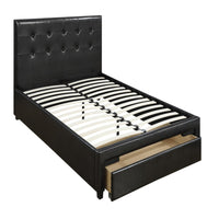 Captivating Queen Bed WithDrawer,Black Pu
