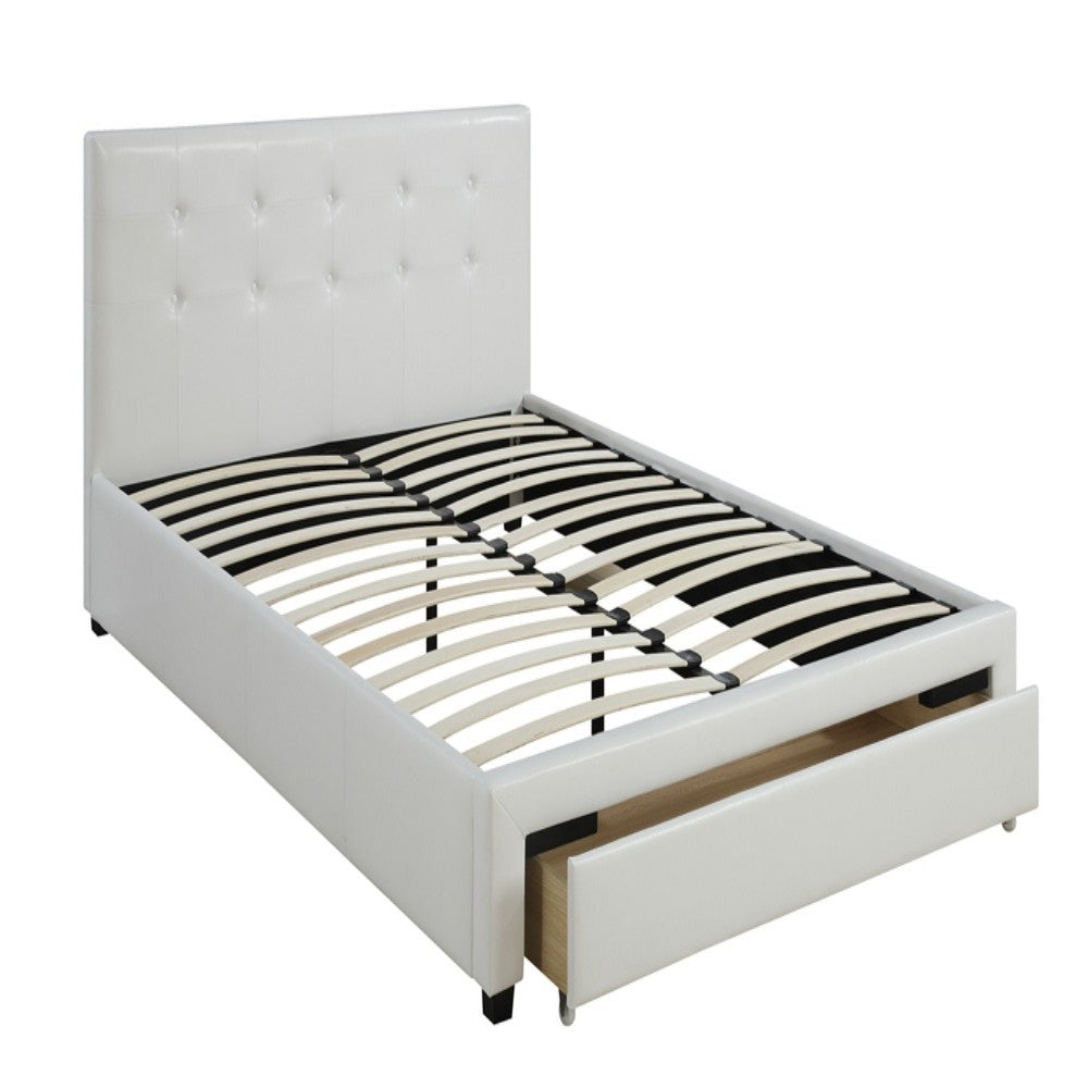 Striking Queen Bed WithDrawer,Pu White - PDX-F9314Q