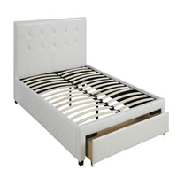Striking Queen Bed WithDrawer,Pu White - PDX-F9314Q