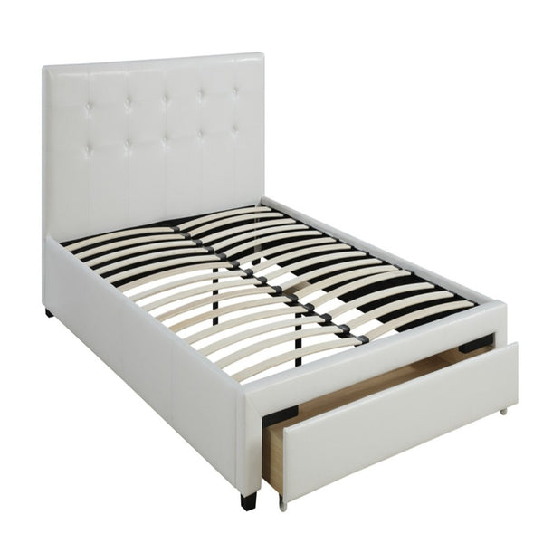 Striking Queen Bed WithDrawer,Pu White - PDX-F9314Q