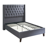 Polyfiber Upholstered Full Size Bed Featuring Nail head Trim Blue Gray - PDX-F9371F