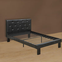 Faux Leather Upholstered Twin size Bed With tufted Headboard, Black - BM171747