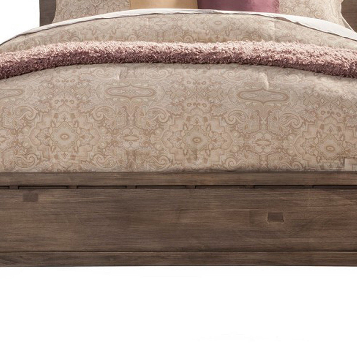 Transitional Style Queen Size Panel Bed In Wood,  Brown