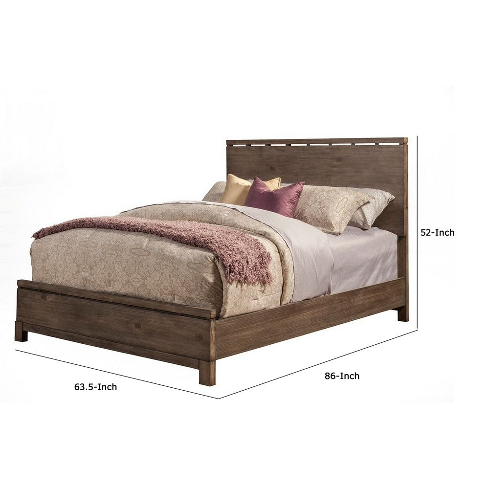 Transitional Style Queen Size Panel Bed In Wood,  Brown