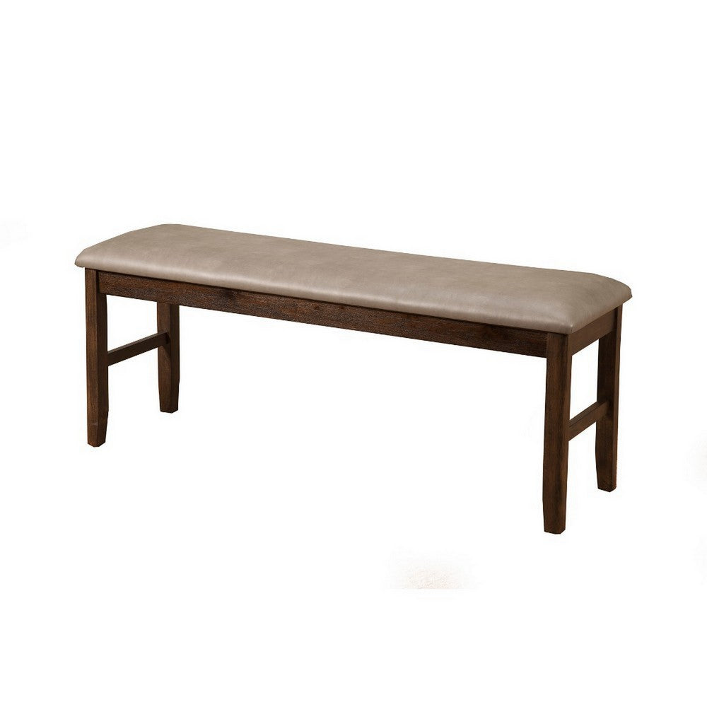 BM171956 Rubberwood Dining Bench With Padded Upholstery Brown