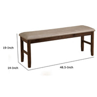 BM171956 Rubberwood Dining Bench With Padded Upholstery Brown