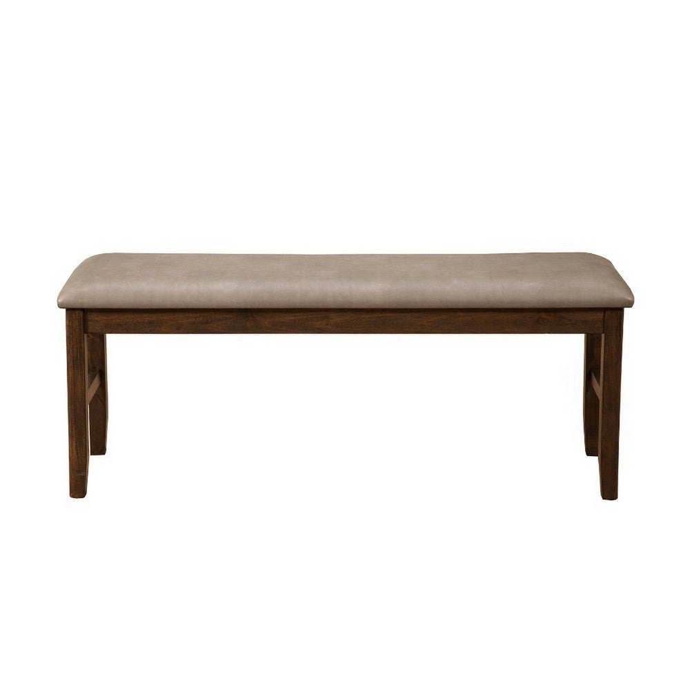 BM171956 Rubberwood Dining Bench With Padded Upholstery Brown