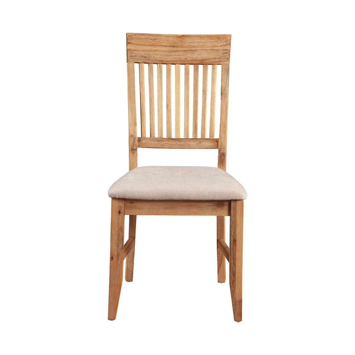 BM172052 High Back Wooden Side Chair Set Of 2 Natural Brown And Beige