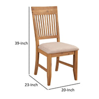BM172052 High Back Wooden Side Chair Set Of 2 Natural Brown And Beige