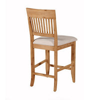 Wooden Pub Chair With Beige Fabric Upholstery Set Of 2