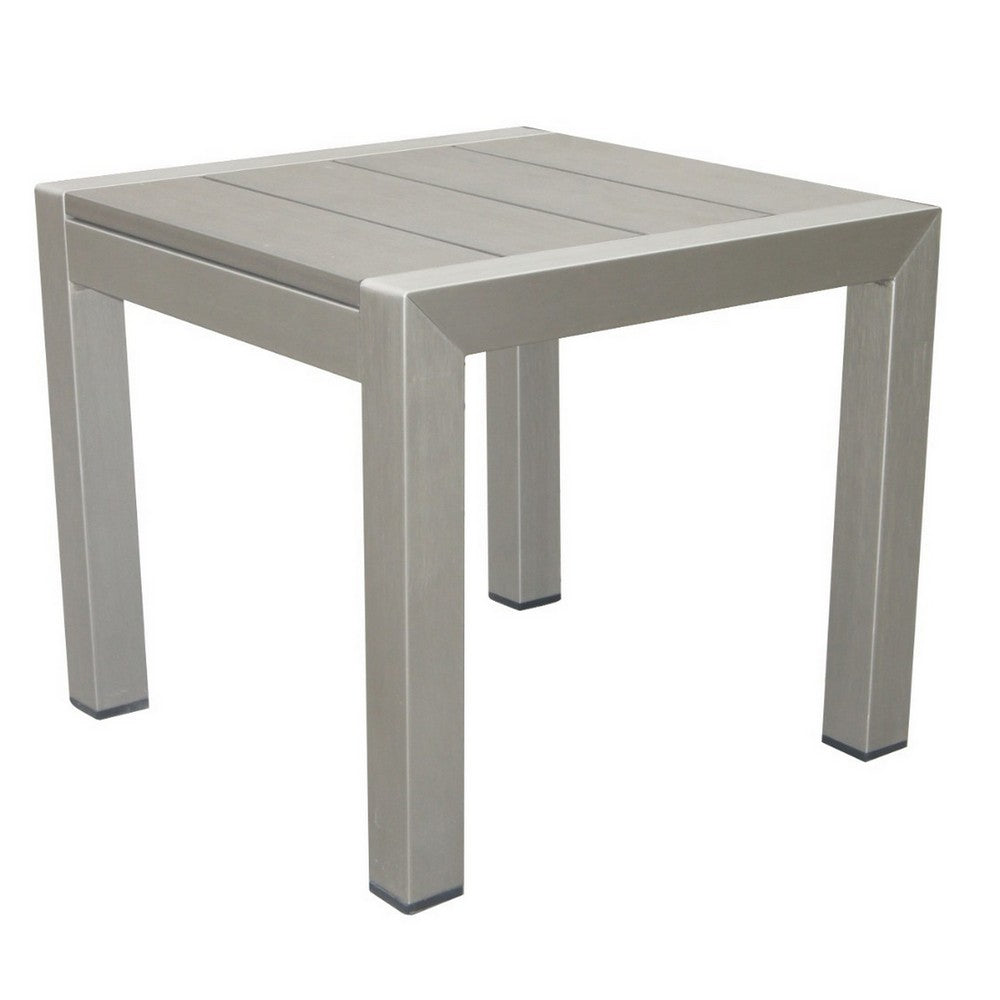 16 Inch Outdoor Side Table, Highly Functional, Easy Movable, Gray - BM172081