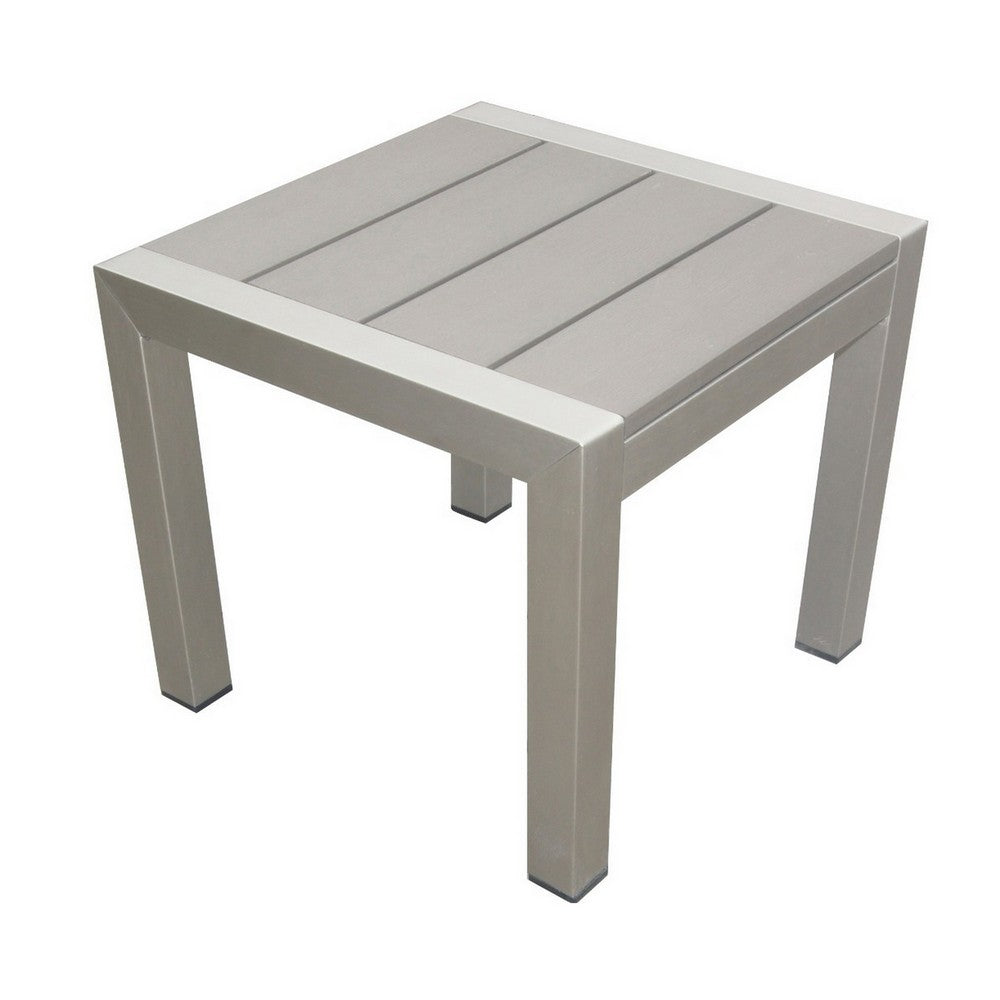 16 Inch Outdoor Side Table, Highly Functional, Easy Movable, Gray - BM172081