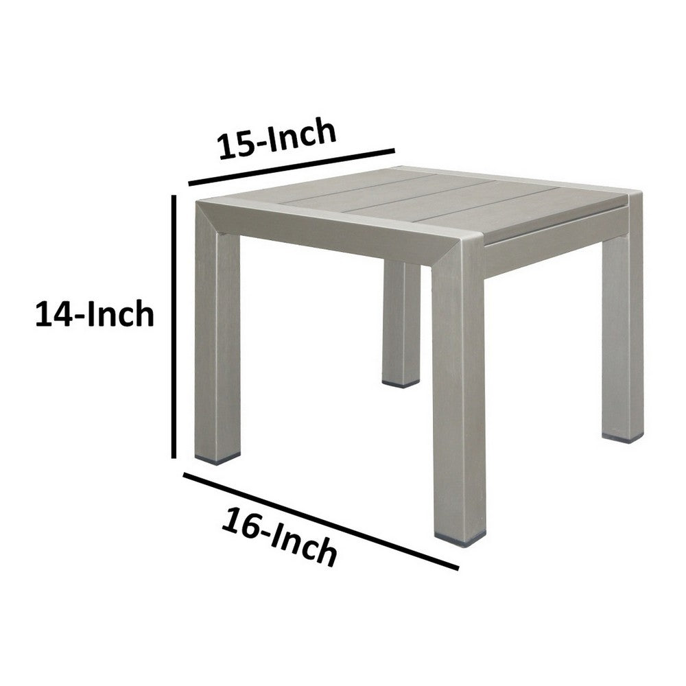 16 Inch Outdoor Side Table, Highly Functional, Easy Movable, Gray - BM172081