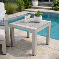 16 Inch Outdoor Side Table, Highly Functional, Easy Movable, Gray - BM172081