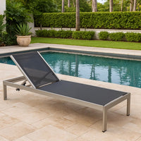 BM172095 Anodized Aluminum Modern Patio Lounger In Black