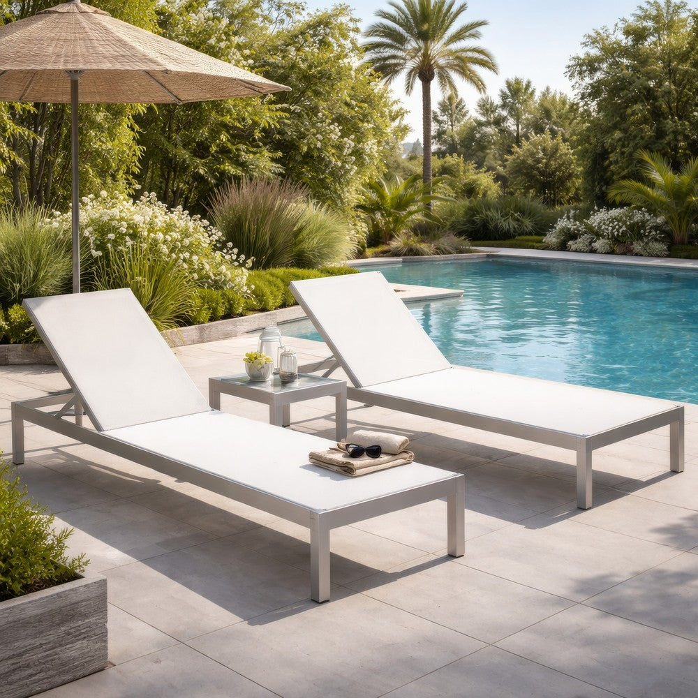 BM172097 Anodized Aluminum Modern Patio Lounger In White