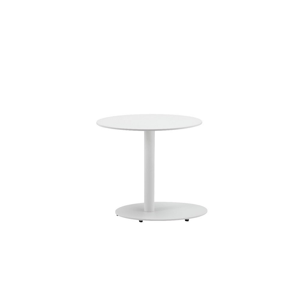 BM172103 Metal Outdoor Side Table With Oval Top and Base, White