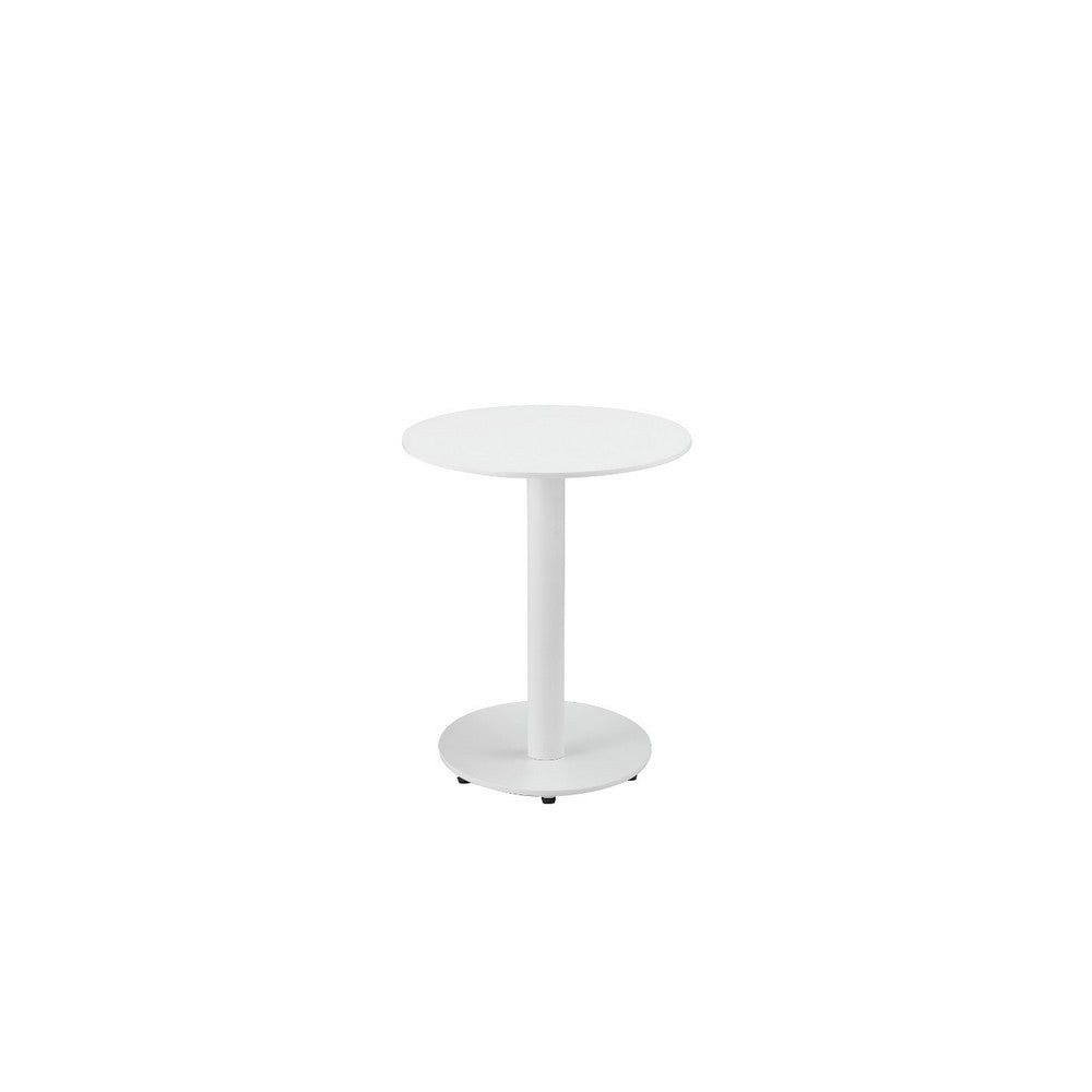 BM172103 Metal Outdoor Side Table With Oval Top and Base, White