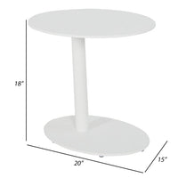 BM172103 Metal Outdoor Side Table With Oval Top and Base, White