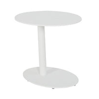 BM172103 Metal Outdoor Side Table With Oval Top and Base, White