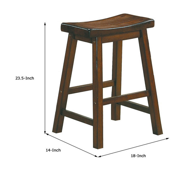 24" Counter Height Stool with Saddle Seat, Distressed Cherry Brown, Set Of 2 - BM175980