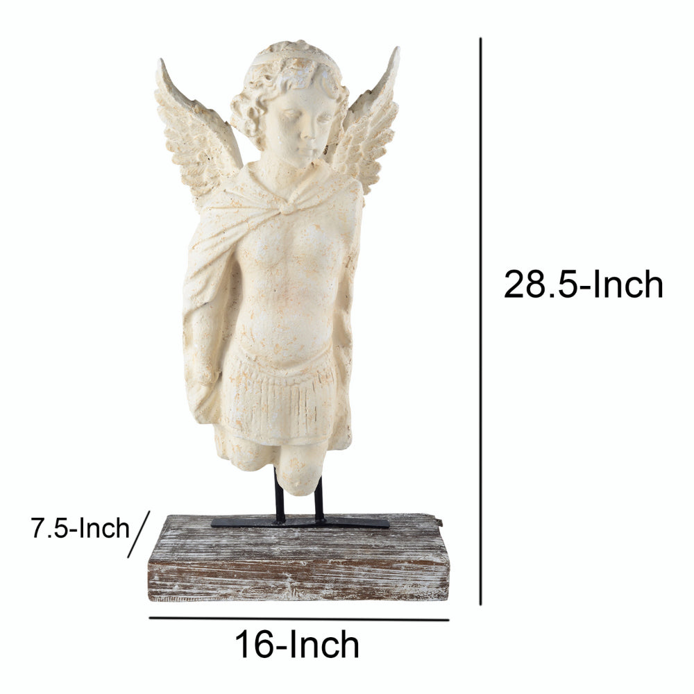 BM177155 Magnesia and Metal Garden Angel Bust , Beige